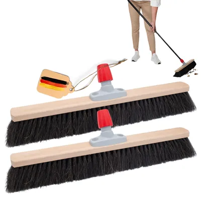Produktbild von Novaliv 2x Rosshaarbesen 40 cm Besenkopf I Besen ohne Stiel I Rosshaar schwarz I Saalbesen breit Kehrbesen Haushaltsbesen Werkstattbesen Besen Balkon
