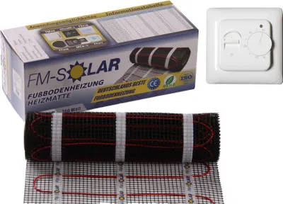 Produktbild von 3,5m² Elektrische Fußbodenheizung 150W/m² elektro Bodenheizung + Thermostat Analog Weiß