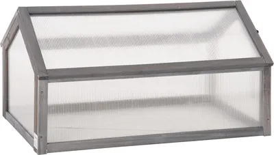 Zdjęcie produktu dla Drewniana zimna rama, mini szklarnia 90 x 52 x 49,5 cm, szklarnia z pokrywą, półprzezroczysta zimna rama, odporna na zimę podniesiona grządka do ogrodu, balkon, szara