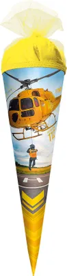 Produktbild von ROTH Geschenk-Schultüte klein Helikopter 50 cm rund Tüllverschluss Zuckertüte Schulanfang