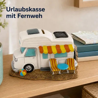 Produktbild von Kremers Schatzkiste Dekorative Spardose Wohnmobil – Urlaubskasse & Geldgeschenk