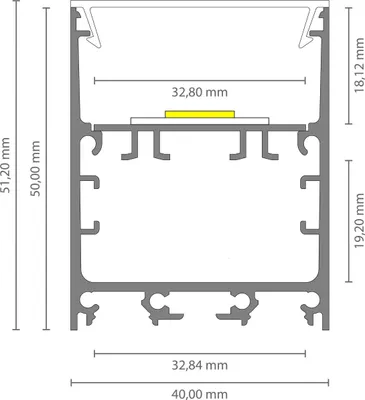 Produktbild von LED Leuchtenprofil extrabreit 2m EXO-TI1_32 (32 mm) – Aluminiumprofil für leistungsstarke LED-Strips