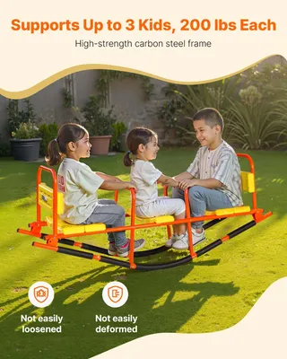Produktbild von VEVOR Kinder Wippe, 90 kg Tragfähigkeit, Metall Wippgerät mit Griffen, Wippe für Kleinkinder ab 3 Jahren, Spielplatzgeräte für Kinder im Freien für Rasen, Garten, Spielplatz, 2 Sitze
