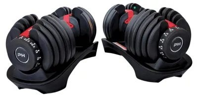 Produktbild von PH Fitness Verstellbare Kurzhantel Smart Series, 2,5-24 kg – 15 Gewichtsstufen, Drehsystem, platzsparend | Ideal für Krafttraining und Heimfitnessstudio