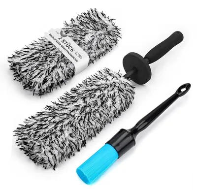 Image de Brosse pour jantes en microfibre, extra fine, 42 cm, grise, avec 2 housses de lavage