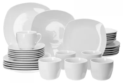 Image de Service de vaisselle 60 pièces pour 12 personnes - Porcelaine élégante