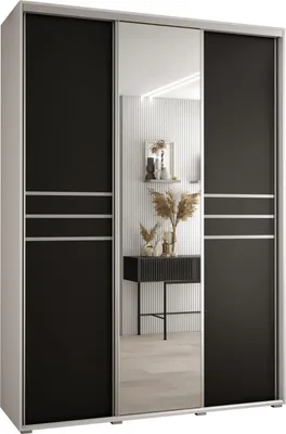 Produktbild von MEBLE KRYSPOL Davos 11 Schrank, drei Türen - 235,2x180x45 cm - Weiß Schwarz Silber