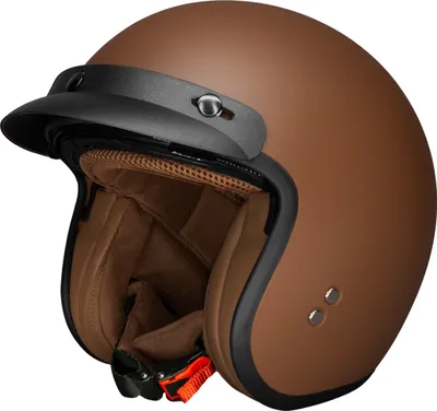Produktbild von Jethelm Motorradhelm Rollerhelm Halbschalenhelm mit integriertem ausklappbaren Visier Helm Sturzhelm Mofahelm, Farbe Braun, Helmgröße L