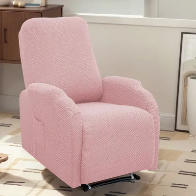 Produktbild von (Rosa)Relaxsessel Bezug 4-teilig, Jacquard Abdeckung für 1-Sitzer, Waschbar, Schützend für Lazyboy Sessel, Möbel Schutzbezug für Wohnzimmer