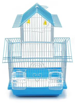 Imagen del producto de Jaula metálica para pájaros, con comedero y bebedero, tamaño medio/grande