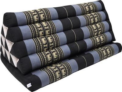 Thaikissen blau/grau schwarz mit Elefanten (81316)