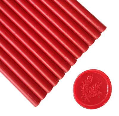 Image de Bâtonnets de cire pour pistolets à colle - 12 pièces - pour tampons à cire sur cartes, enveloppes et lettres - Rouge