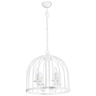 Zdjęcie produktu dla Lampa wisząca świecznikowa biała klatka Single 4xE14 15W Luminex