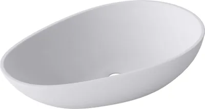 Immagine prodotto di doporro Lavabo da Appoggio, Lavandino Bagno 59.8x36x14cm, Lavabo Ovale da Minerale Fuso Colossum809, Biano Opaco