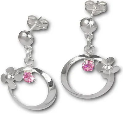 Produktbild von SilberDream Ohrstecker rosa Ohrringe Silber Blütenring Zirkonia Damen D2SDO547A