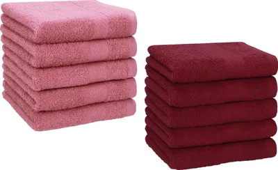 Produktbild von Betz 10 Stück Seiftücher 30x30 cm PREMIUM 100% Baumwolle  Farbe: altrosa und dunkelrot