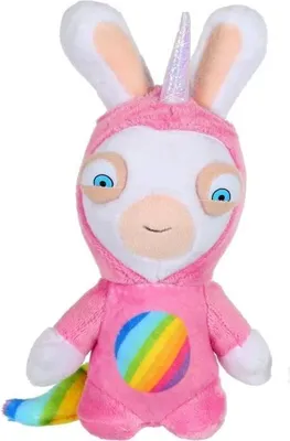 Image de Peluche Lapins Crétins Licorne Lapicorne Rose Sonore, 18 cm, Vert Rose