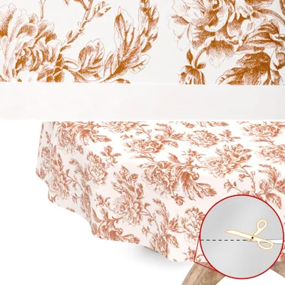 Produktbild von Tischdecke Wachstuch Blumen Beige Robust Wasserabweisend Oval Breite 140 cm Länge 160 cm