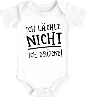 Produktbild von Baby Body mit lustigem Spruch Ich lächle nicht Ich drücke! Baumwolle Jungen & Mädchen MoonWorks® weiß 0-3 Monate