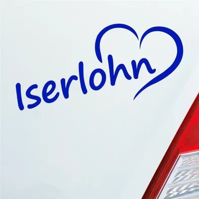 Produktbild von Auto Aufkleber Iserlohn Herz Stadt City Liebe Love Heimat 18x8 cm Dunkelblau Sticker Heckscheibenaufkleber
