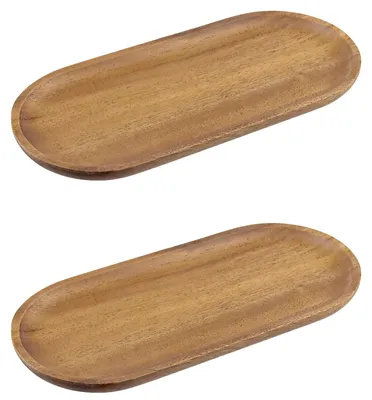 Ovale Holzserviertabletts, 2 Stück, 30x14x2 cm, dekorativ