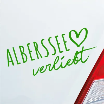 Produktbild von Auto Aufkleber Alberssee verliebt Herz See Sea Liebe Car 19x7 cm Hellgrün Sticker Heckscheibenaufkleber