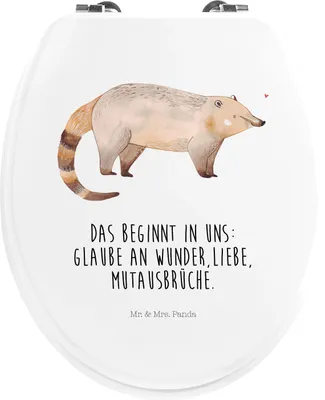 Produktbild von Mr. & Mrs. Panda klo deckel Nasenbaer - Weiß - Geschenk, Toilettendeckel, WC Sitz, WC-Sitz, Nasenbär, Brille, Nasenbären, Bär, Klositz, Rüsselbär, Klodeckel