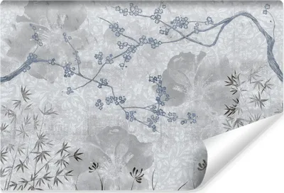 Produktbild von Muralo Selbstklebende Fototapete Blumen BETON Optik Vintage für Wohnzimmer Br. 450cm x Hö. 300cm
