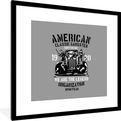 Produktbild von MuchoWow® MuchoWow® Gerahmtes Poster Mancave - Auto - Waffen - Amerika - Vintage 40x40 cm - Poster mit zchwarzem Bilderrahmen - Poster - Plakat im Rahmen