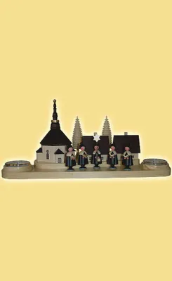 Produktbild von Teelichthalter Kurrende mit Kirche Höhe= 14cm NEU