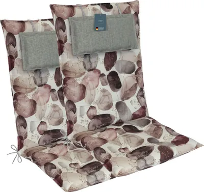 Produktbild von LILENO HOME Gartenstuhl Auflagen als [2er Set - Hochlehner] in Natur Aquarell Bordeaux - bequeme Liegen als Sitzauflagen für Gartenmöbel - Stuhlkissen für Gartenstühle und Klappstühle MAR
