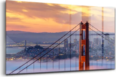 Obrázok produktu pre Obraz z tvrdeného skla - Maľovanie Stien - Temperované Sklo - 140x70 cm - Sanfranciský most
