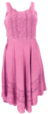 Produktbild von Besticktes Boho Sommerkleid, Midikleid, Indisches Hippie Kleid - Pink, Damen, Viskose, Kleider