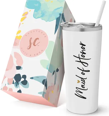 Produktbild von Reise-Thermobecher Maid of Honor, SassyCups, wei, Edelstahl, 625 ml