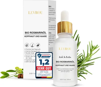 Produktbild von Levrou® 100% Bio Rosmarinöl Haare Haarwachstum beschleunigen Haaröl Rosmarin Minzöl mit vielen anderen Ölen stärkt die Haare Haarkur und Haarmaske