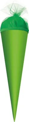 Produktbild von Bastel-Schultüte klein grün - 50 cm rund - mit grünem Tüllverschluss
