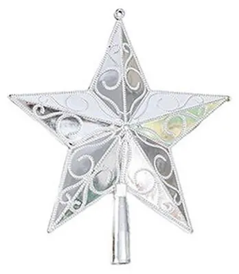 Immagine prodotto di Punta per albero di Natale a forma di stella, argento, 15,2 cm