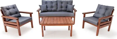 Produktbild von Casa Padrino Luxus Gartenmöbel Set Anthrazit / Dunkelbraun - 1 Garten Sofa & 2 Garten Sessel & 1 Garten Couchtisch - Garten Möbel - Terrassen Möbel - Luxus Möbel