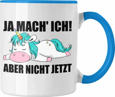 Produktbild von Trendation - Lustige Tasse mit Spruch Einhorn Mitarbeiter Arbeitskollege Geschenk Kollegin (Blau)