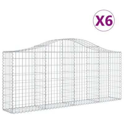 Produktbild von vidaXL Gabionen mit Hochbogen 6 Stk. 200x30x80/100 cm Verzinktes Eisen