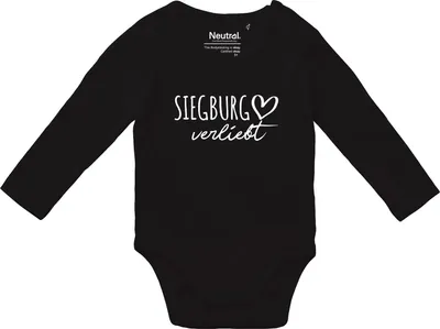 Produktbild von Huuraa Baby Body Siegburg verliebt 68 Black  Baumwolle Fairtrade Langarmbody Geschenkidee