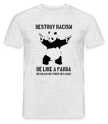 Produktbild von Spreadshirt Destroy Racism Be Like A Panda Gegen Rechts Männer T-Shirt, L, Grau meliert