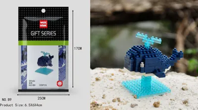 Produktbild von Wal Fisch Figur Bausteine Modell LNO Micro-Bricks