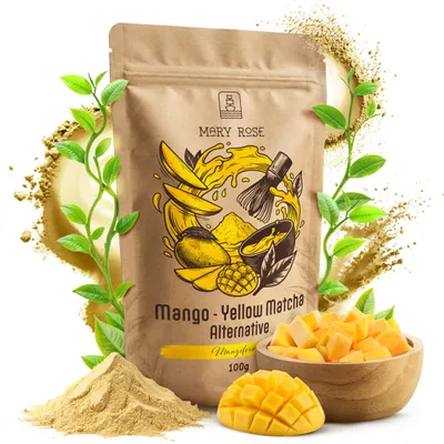 Produktbild von Mary Rose - Mango Pulver Yellow Matcha 100g - Gefriergetrocknete, aus 100% Frucht Ohne Zusätze - Natürlicher Lebensmittelfarbstoff Für Shakes Backen