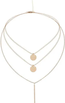 Produktbild von Böhmen mehrschichtige runde Stick-Anhänger-Frauen-Halsketten-Choker-Schmucksache-Charme-Golden