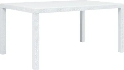 Produktbild von Gartentisch Weiß 150 x 90 x 72 cm Kunststoff Rattan-Optik , Gartentische Design 2024