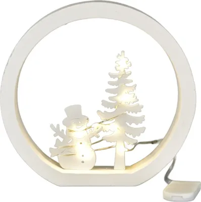 Produktbild von Holzfenster mit Schneemann LED Beleuchtung 15x15,5 cm