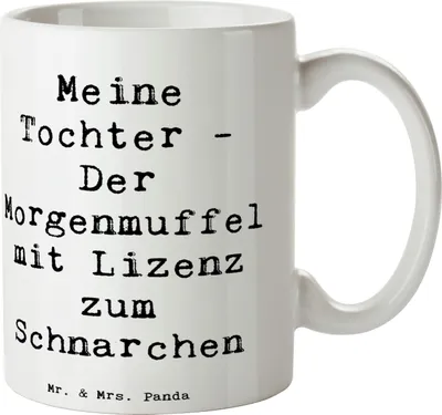 Produktbild von Mr. & Mrs. Panda Becher Spruch Tochter Morgenmuffel - Weiß - Geschenk, Personalisierte Geschenke, Tasse, Handarbeit, Freude, Kaffeebecher, Henkelpott, Einfallsreichtum