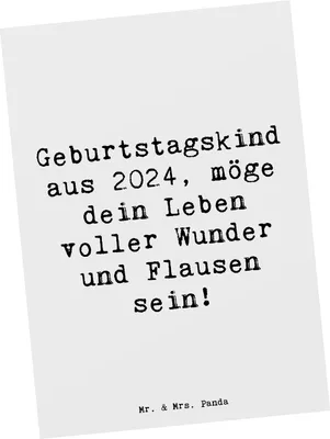 Produktbild von Mr. & Mrs. Panda Grußkarte Spruch 2024 Geburtstag - Weiß - Geschenk, Geburtstagsdeko, magische Momente, Ansichtskarten, Geboren am, Ansichtskarte, Geburtstagskind aus