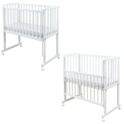 Produktbild von Baby-Delux Beistellbett Babybett 90x40 höhenverstellbar weiß mit Matratze und Räder